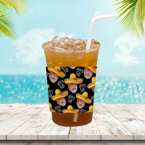 Custom cup sleeves, personalized party cups, custom party cup holders, your face on cup sleeves, personalized party favors, 30th, 40TH, 50th