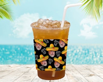 Custom cup sleeves, personalized party cups, custom party cup holders, your face on cup sleeves, personalized party favors, 30th, 40TH, 50th