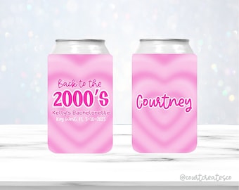 Enfriadores de latas personalizados estilo Y2K, decoraciones para fiestas temáticas de los años 2000, recuerdos para fiestas Y2K, aislantes de latas personalizados estilo Y2K