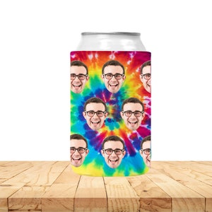 Custom faces tie-dye can coolers, face pattern tie dye can huggers,