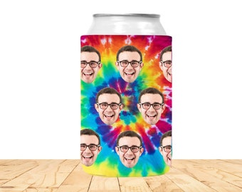 Custom faces tie-dye can coolers, face pattern tie dye can huggers,