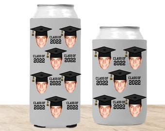 Enfriadores de latas personalizados para graduación, enfriadores de fotos personalizados para graduación, enfriadores para fiestas de graduación, enfriadores de latas para la clase de 2026, graduación de escuela secundaria