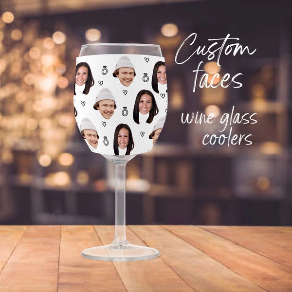 Custom faces wine glass sleeves, custom photo wine glasses, custom bachelorette cups, girls night wine glasses, birthday wine glass sleeve