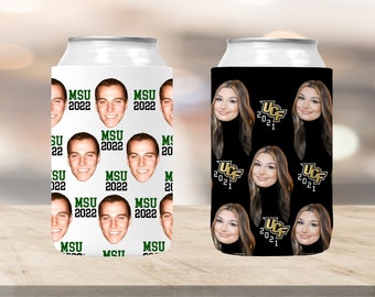 Enfriadores de latas de graduación con caras personalizadas, enfriadores de latas de graduación personalizados, hieleras de graduación personalizadas, clase de 2026, hieleras para fiesta de graduación