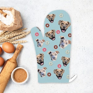 Custom faces oven gloves, custom face oven mitts, personalized oven mitt set, your face gifts, Christmas mitt, gift for dog mom, best friend