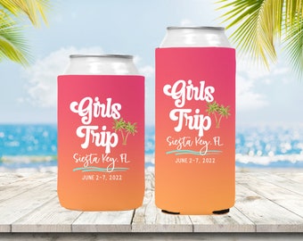 Custom Girls Trip can coolers, girls trip can coolies, personalized girls trip accessories
