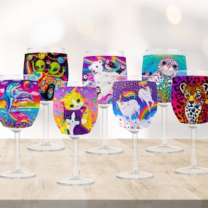 90s nostalgia wine sleeves, 90s wine coolers, dolphins, cats, rainbow leopard