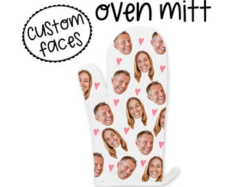 Custom faces oven mitt, personalized photo oven mitts, funny gifts, your photo oven mitt, chef gifts, baking oven glove, custom face mitt