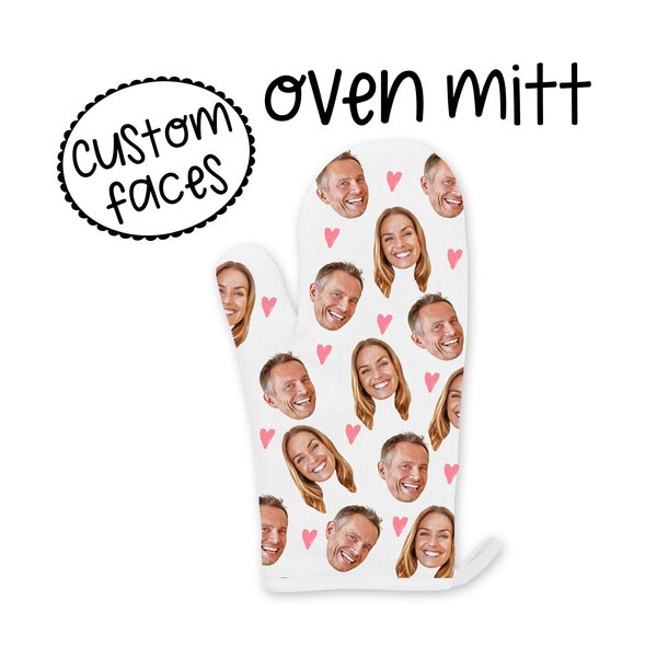 Custom faces oven mitt, personalized photo oven mitts, funny gifts, your photo oven mitt, chef gifts, baking oven glove, custom face mitt