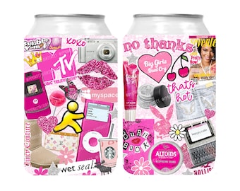 Enfriadores de latas con nostalgia de los años 2000, enfriadores de latas para chicas de los años 2000, abrazadores de latas de los años 2000, recuerdos de fiesta con temática del año 2000, fiesta de cumpleaños del año 2000, fiesta de los años 2000