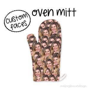 Custom faces oven mitt, custom face oven-mitt, personalized oven mitt, customized oven mitt, your photo, face mash oven glove