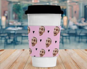 Custom faces coffee sleeve, personalized coffee cup insulator, your photo, Custom face cup coolers, custom gift cup, ice coffee sleeve
