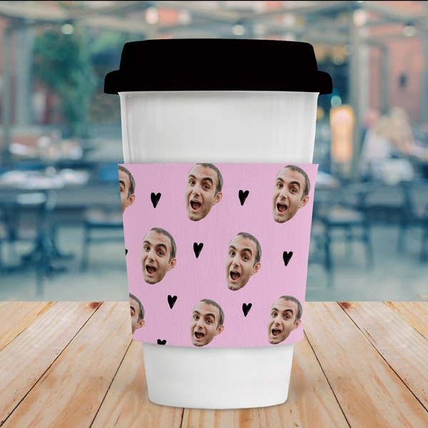 Custom faces coffee sleeve, personalized coffee cup insulator, your photo, Custom face cup coolers, custom gift cup, ice coffee sleeve