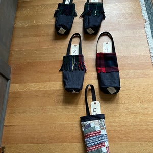 Vintage Wolle Tartan Denim WEINTASCHEN