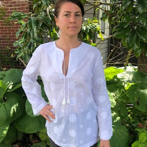 SALE!!!  White Cotton Embroidered Tunic Blouse MED & LARGE