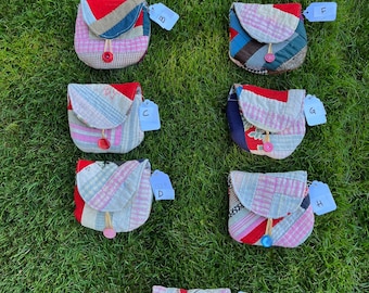 Vintage Quilt Coin Purse, Multi color Batch 7