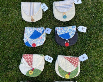 Vintage Quilt Coin Purse, Multi color Batch #9