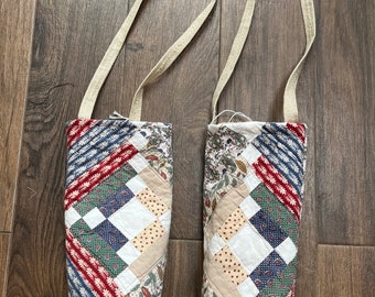 Vintage Quilt and Denim WINE BAGS