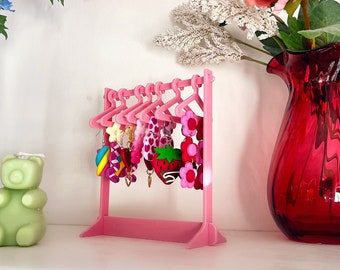 EARRING HANGER STAND - Cute Pink Earring Stand, Mini Clothes Rail, Earring Jewellery Storage Holder, Coat-Hanger for Earrings