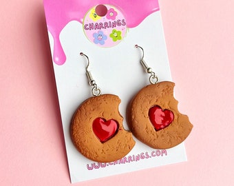 HEART BISCUIT EARRINGS - Fun Realistic Biscuit Heart Earrings, Unique Valentines Day Gifts, Galentines Womens Food Clay Earrings