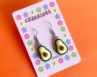 AVOCADO EARRINGS - Cute Novelty Earrings, Avocado Charm Jewellery, Cute Gifts for Girls