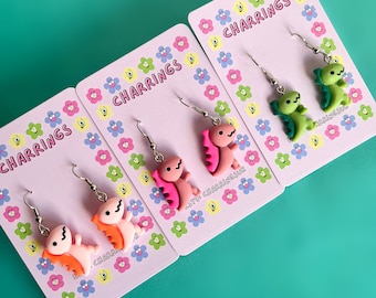 CUTE DINOSAUR EARRINGS - Dino Novelty Earrings, Quirky Charm Jewellery, Cute Gifts for Girls