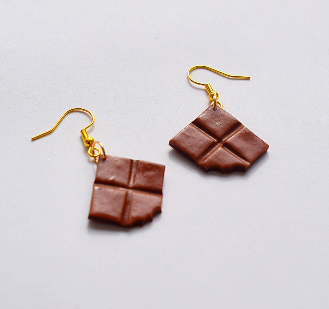CHOCOLATE BAR EARRINGS Quirky Earrings Clay Food Earrings Etsy