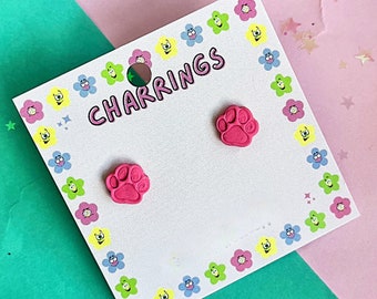 PAW PRINT EARRINGS - Africa Fundraising Earrings, Cute Otter Earrings, Sparkly Paw Print Kids Stud Earrings, Gifts for children