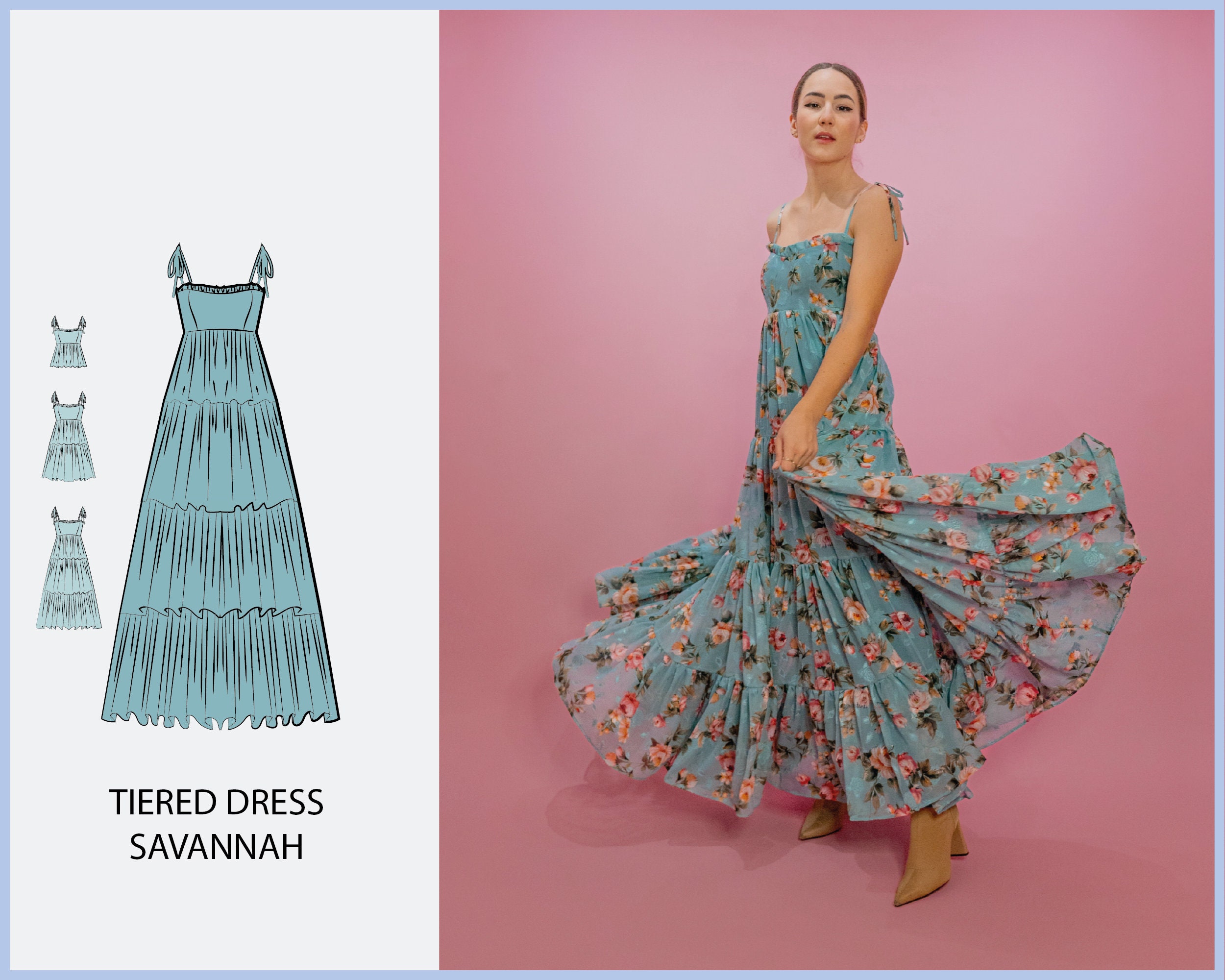 layered chiffon dress pattern Tiered Chiffon Dress Pattern