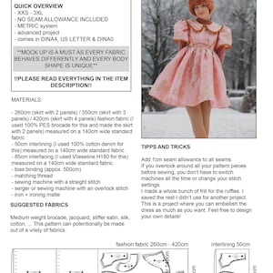 May include: A sewing pattern for a baby doll dress called "Olive". The pattern includes instructions for cutting and sewing the dress, as well as tips and tricks for making the dress. The pattern is available in sizes XXS-3XL and is printed on 25 pages.