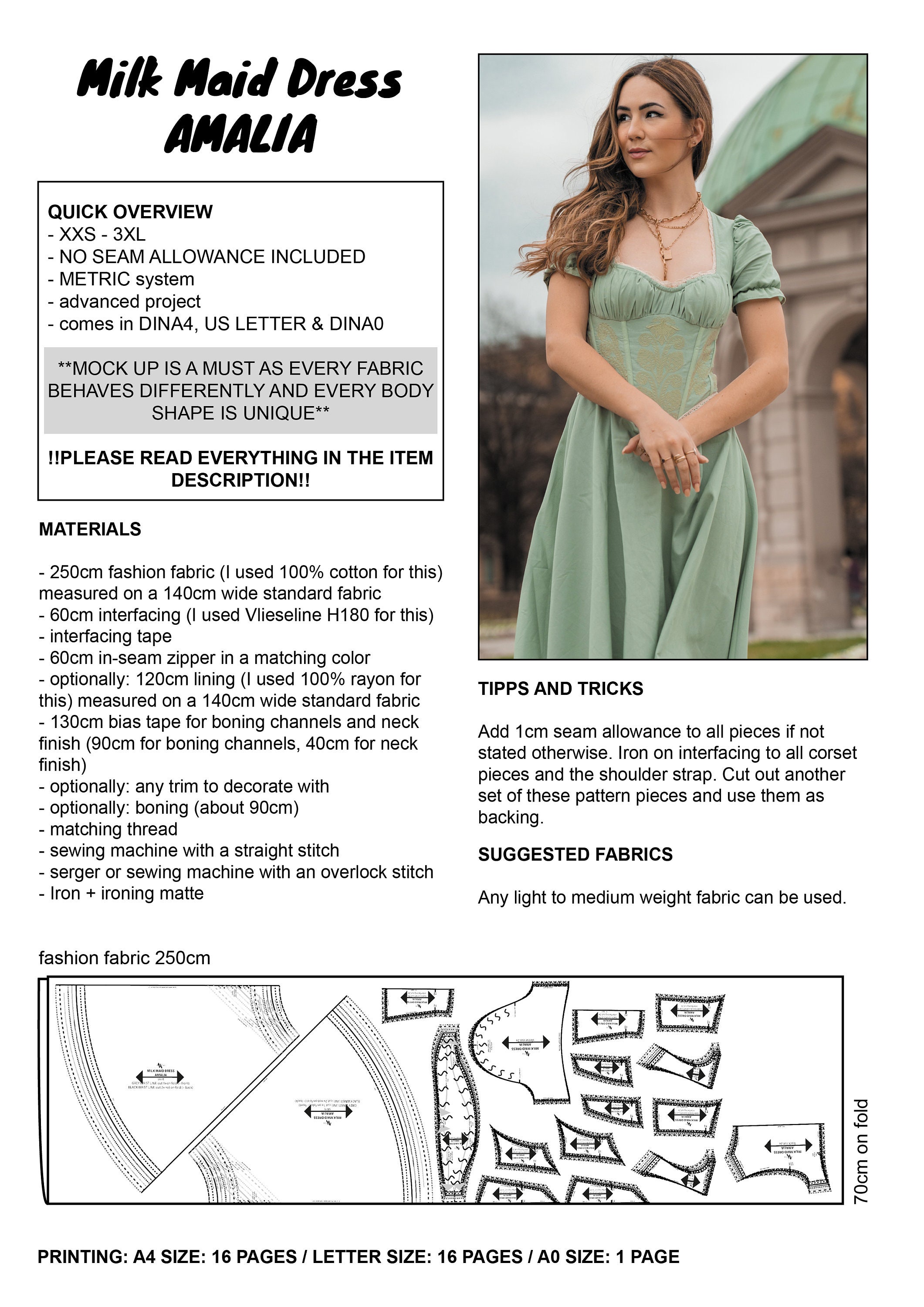 PATTERN Milk Maid Dress AMALIA THISISKACHI Etsy