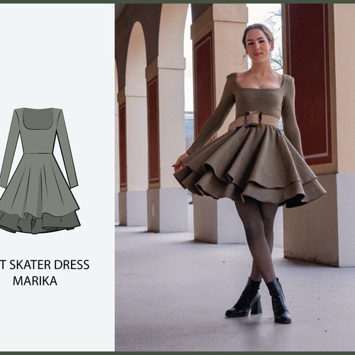 PATTERN - Knit Skater Dress MARIKA - THISISKACHI - Etsy