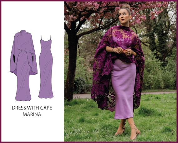 PATTERN - Dress With Cape MARINA - THISISKACHI - Etsy PATTERN - Dress With Cape MARINA - THISISKACHI - Etsy