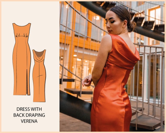 PATROON Aansluitende jurk met gedrapeerde rug VERENA THISISKACHI Etsy Nederland