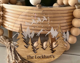 Personalized wood and acrylic Christmas Ornament | Customize Farmhouse Ornament | Unique Christmas Ornament | Christmas Gift | New Home gift