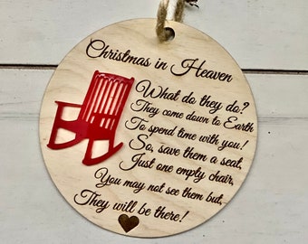 Christmas in Heaven Ornament | Wood Memorial Ornament | Unique Christmas Ornament | Christmas Gift | Lost Loved One Ornament | Remembrance