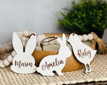Engraved Personalized Easter Basket Tag | Kids Easter Name Tag | Custom Gift Tag | Bunny Name Tag | Baby Chick | Easter Gift