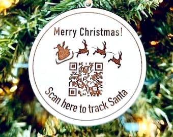 New Home Gift | Santa Tracker Ornament | Tracking Santa | Christmas Eve | Christmas Tree Decor | QR Code Santa Tracking | St. Nick Gift