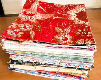 Precut fabric squares, 5x5 inches, 100 piece of assorted fabrics squares