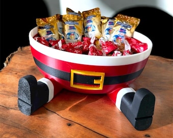 Santa Christmas Candy Dish | Christmas Snack Bowl | Holiday Table Decor | 3D Printed | Santa Snack Bowl