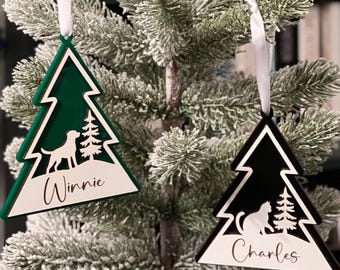 Pet Bone Ornament | Pet Name Ornament | Customize Pet Wood Christmas Ornament | Pet Name Decor | Personalized Dog Gift | Pet Memorial |
