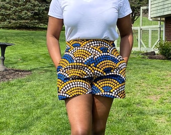 Short d'Ankara pour femme, shorts d'été, shorts d'Ankara, shorts pour femmes, shorts imprimés africains, pantalons africains, mode africaine, vêtements pour femmes