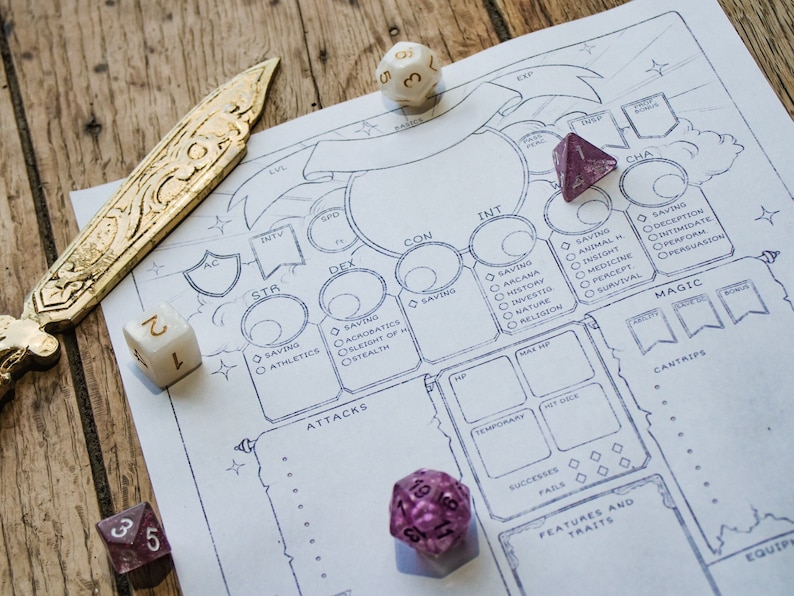 D&amp;D 5e Character Sheet - Spellcaster - Etsy