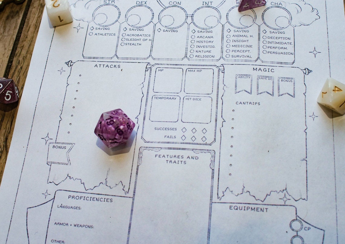 D&amp;D 5e character sheet spellcaster | Etsy