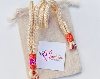 Schlüsselband. Ausweisband. Lanyard. Creme. Roségold. Orange. Fuchsia.