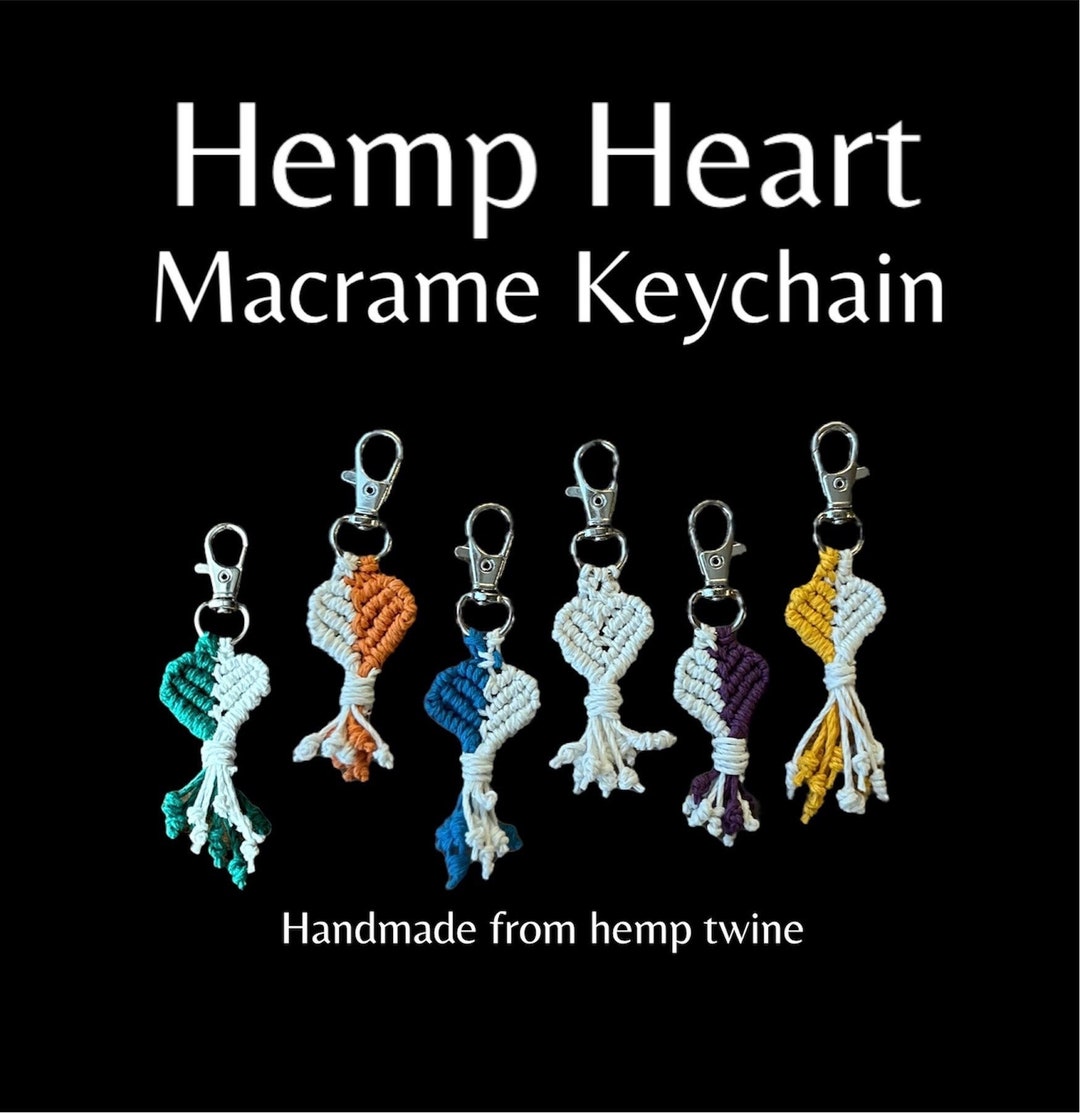 Macrame HEART Keychain small Size Made From Hemp Twine Etsy
