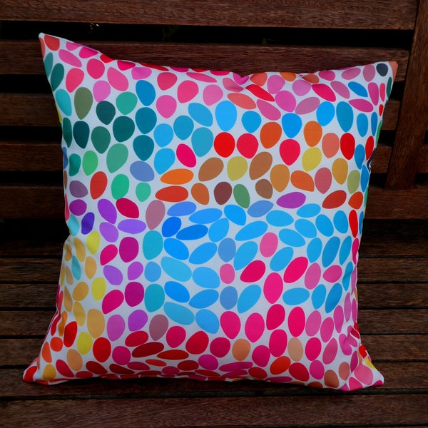 Outdoor cushion cover , multi coloured , zip closure.