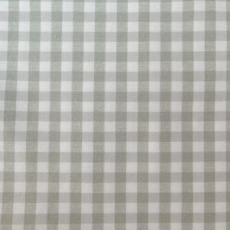Light sage green gingham cotton rich canvas fabric.