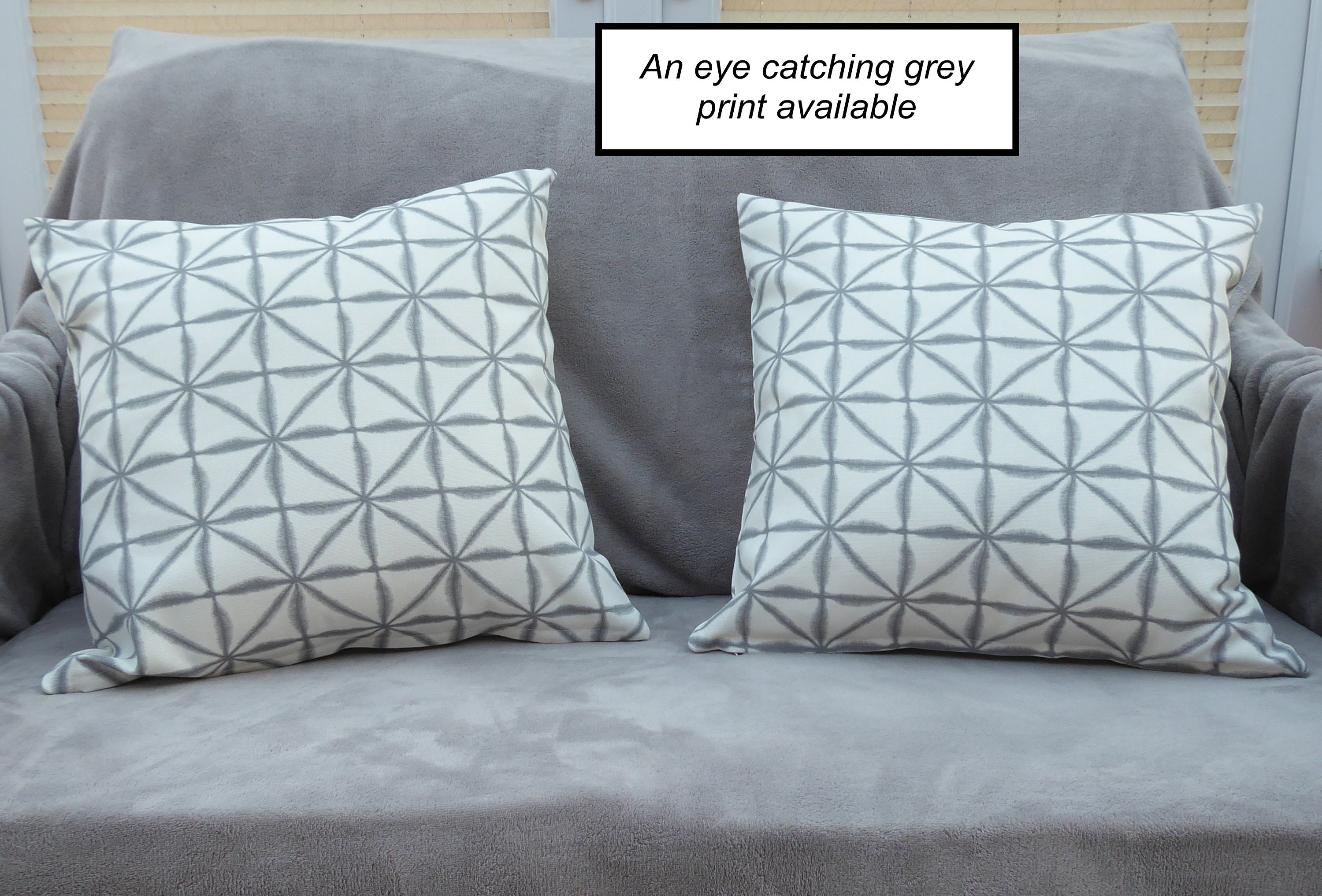 Grey Floral Cushion Cover Cotton Fabric Zip Closure. Etsy UK
