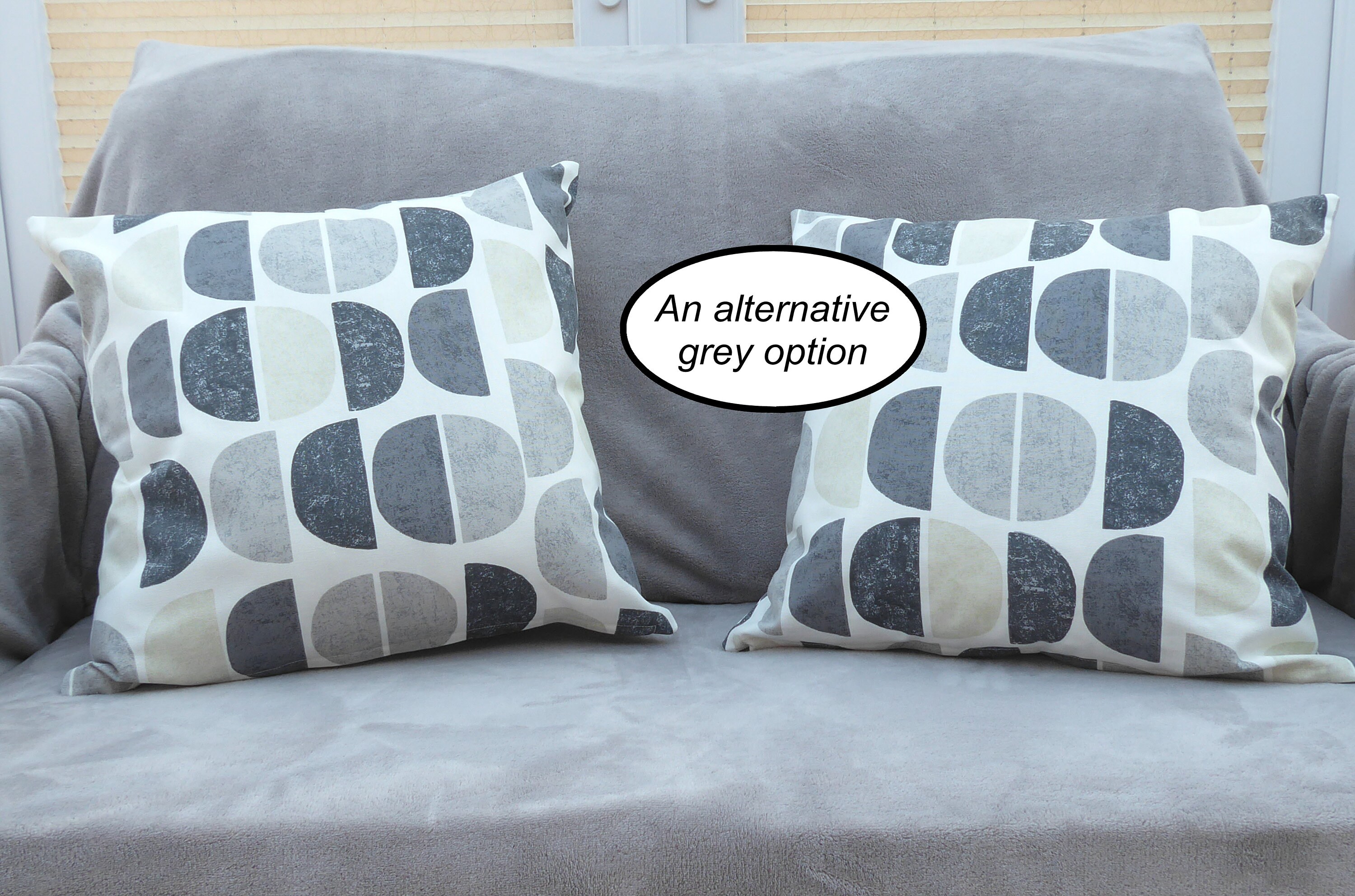 Grey Floral Cushion Cover Cotton Fabric Zip Closure. Etsy UK